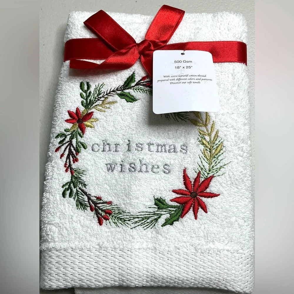 Kitchen Hand Towels Christmas POINSETTIA Dish Towels Bar Towels 18” X 25” New
